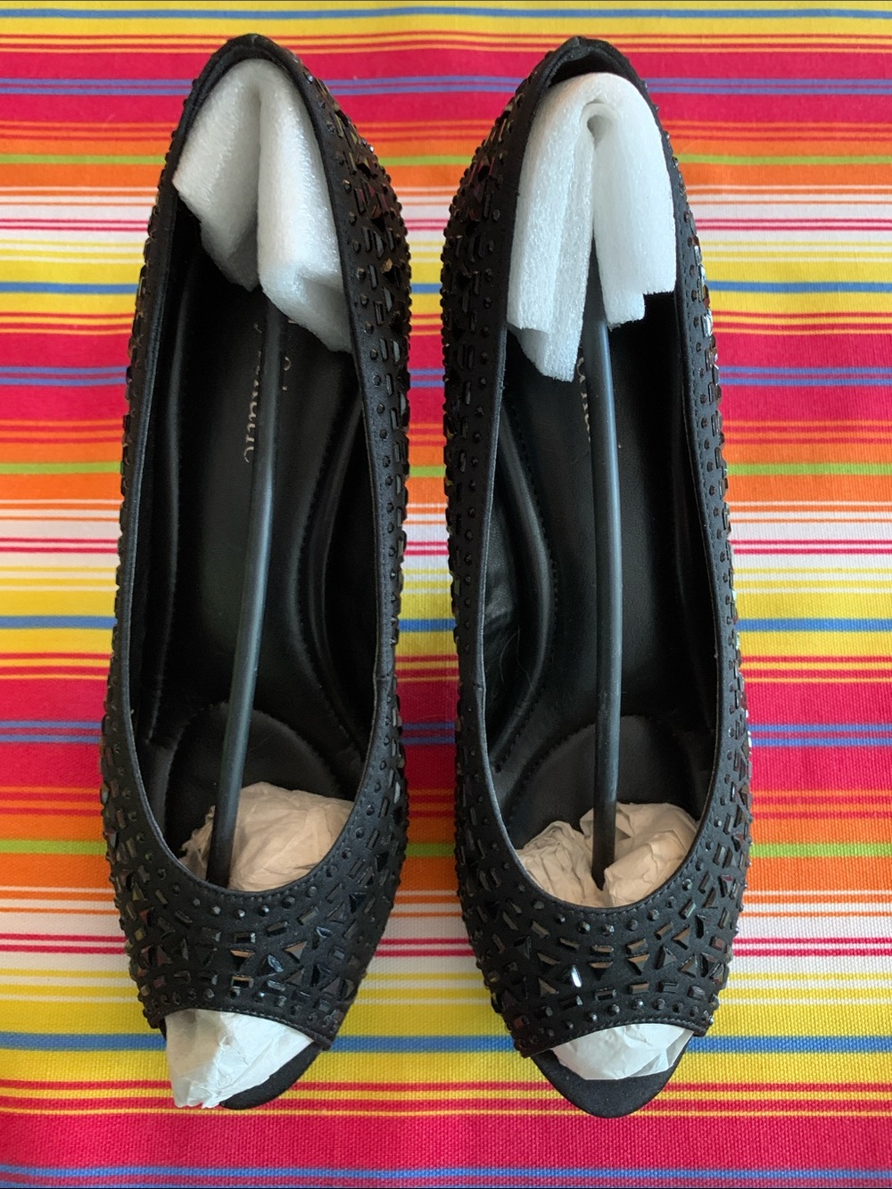 Kelly & Katie Black Stone Peep Toe Pumps Size 7.5